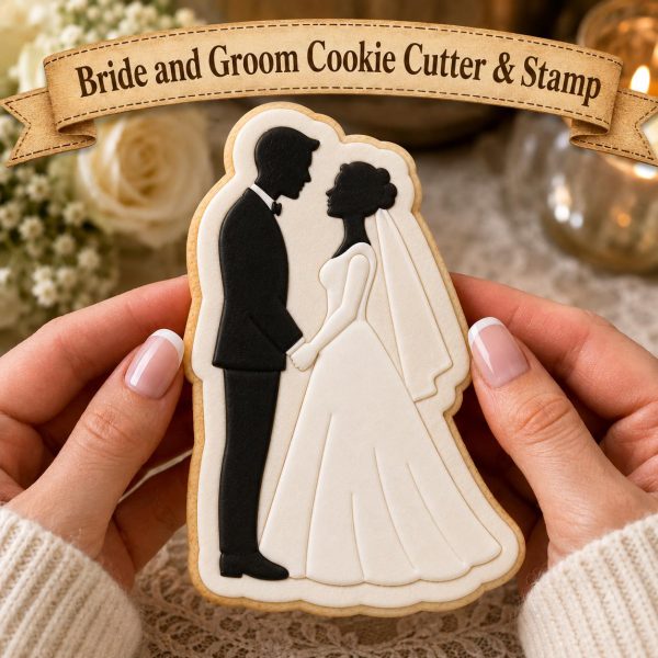 Bride and Groom Cookie Cutter & Stamp, Wedding Cookie Cutter, Bridal Shower Cookie Stamp, Wedding Favor Cookie Cutter, Engagement Cookies
