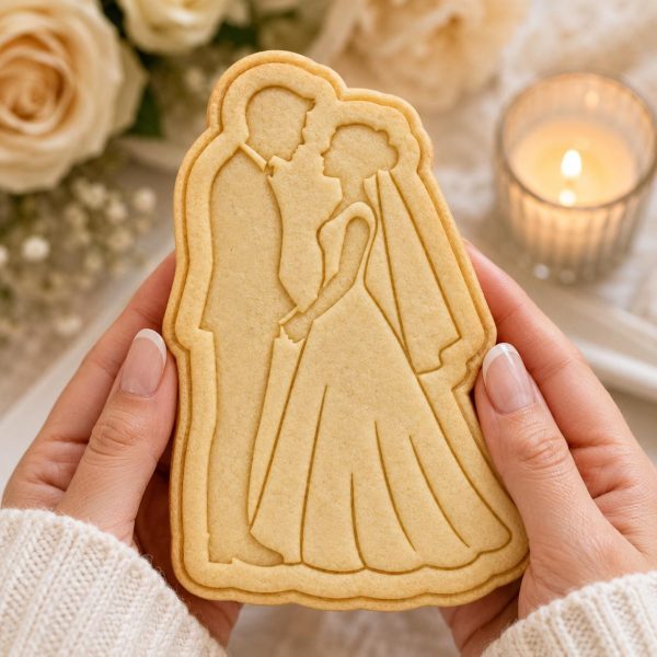 Alternative view of Bride and Groom Cookie Cutter & Stamp, Wedding Cookie Cutter, Bridal Shower Cookie Stamp, Wedding Favor Cookie Cutter, Engagement Cookies