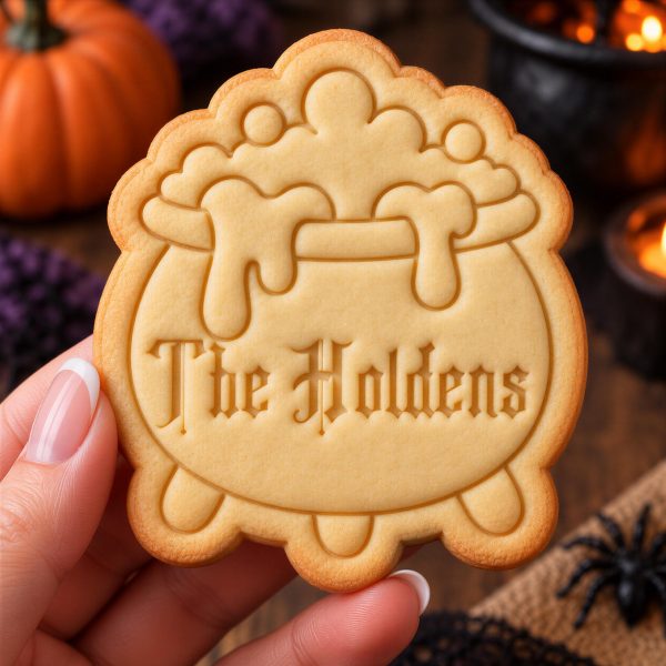 Alternative view of Personalized Cutter | Cauldron Cookie Stamp, Halloween Witch Potion Embosser - Family Name