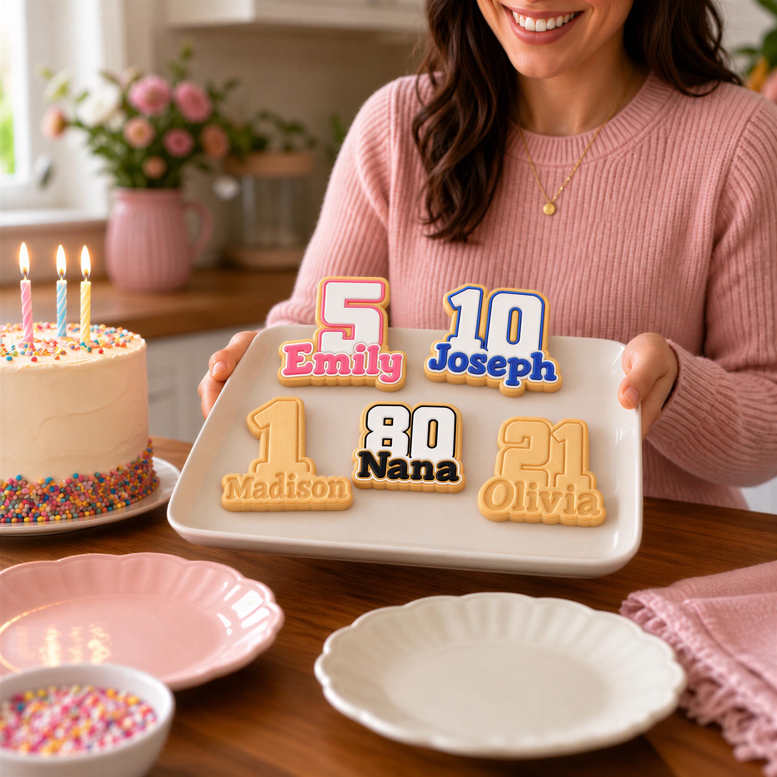 Personalized Birthday Cookie Cutter | Custom Age, Name Stamp | Number Milestone, Celebratory Treats, Any Name, Any Age - Image 3