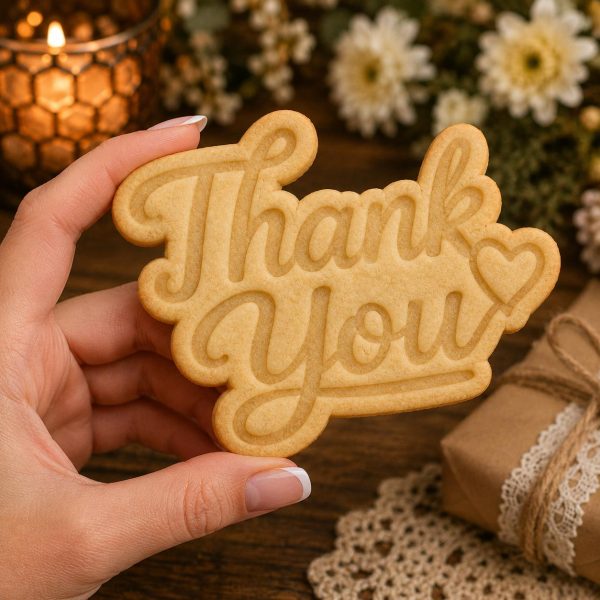 Alternative view of Thank You Cookie Cutter | Heart Stamp - Appreciation Mold | Teacher Gift | Wedding Favor Baking Tool
