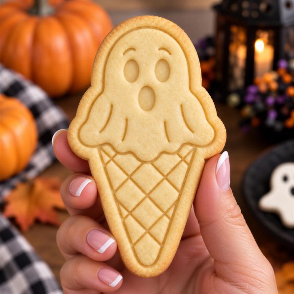 Alternative view of Ice Cream Ghost Cookie Cutter & Stamp | Halloween Ghost Cookie Cutter | Cute Spooky Cookie Stamp | Halloween Baking