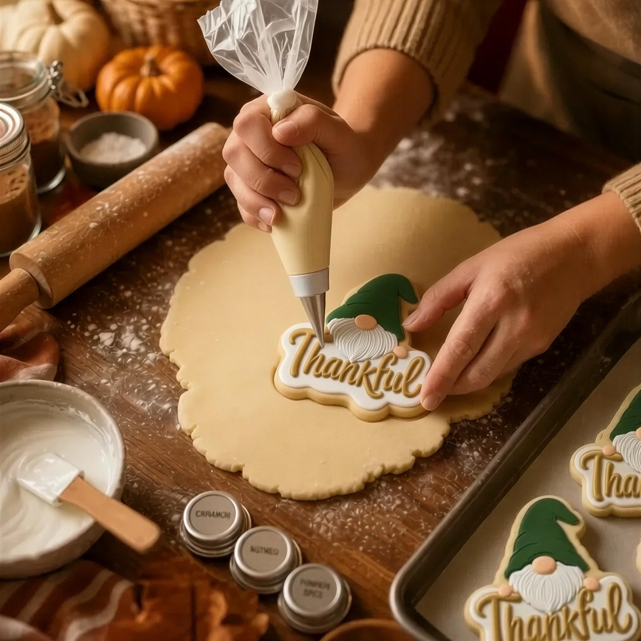 Thankful Gnome Cookie Cutter - Thanksgiving Stamp, Autumn Baking | Kitchen Tool For Treats - Image 3