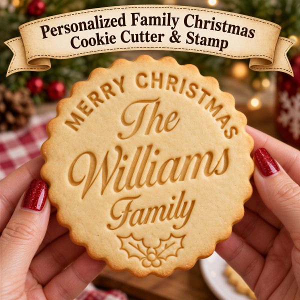Personalized Family Christmas Cookie Cutter & Stamp