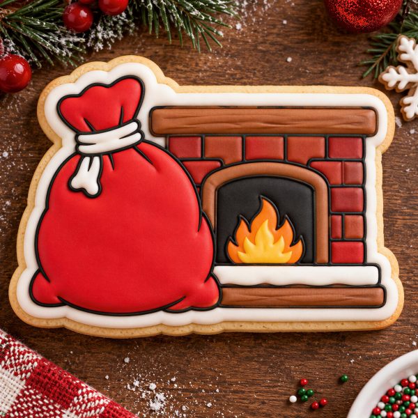 Alternative view of Santa’s Presents Cookie Cutter & Stamp, Santa Gift Bag Cookie Cutter, Christmas Fireplace Cookie Stamp, Embossed Christmas Cookie