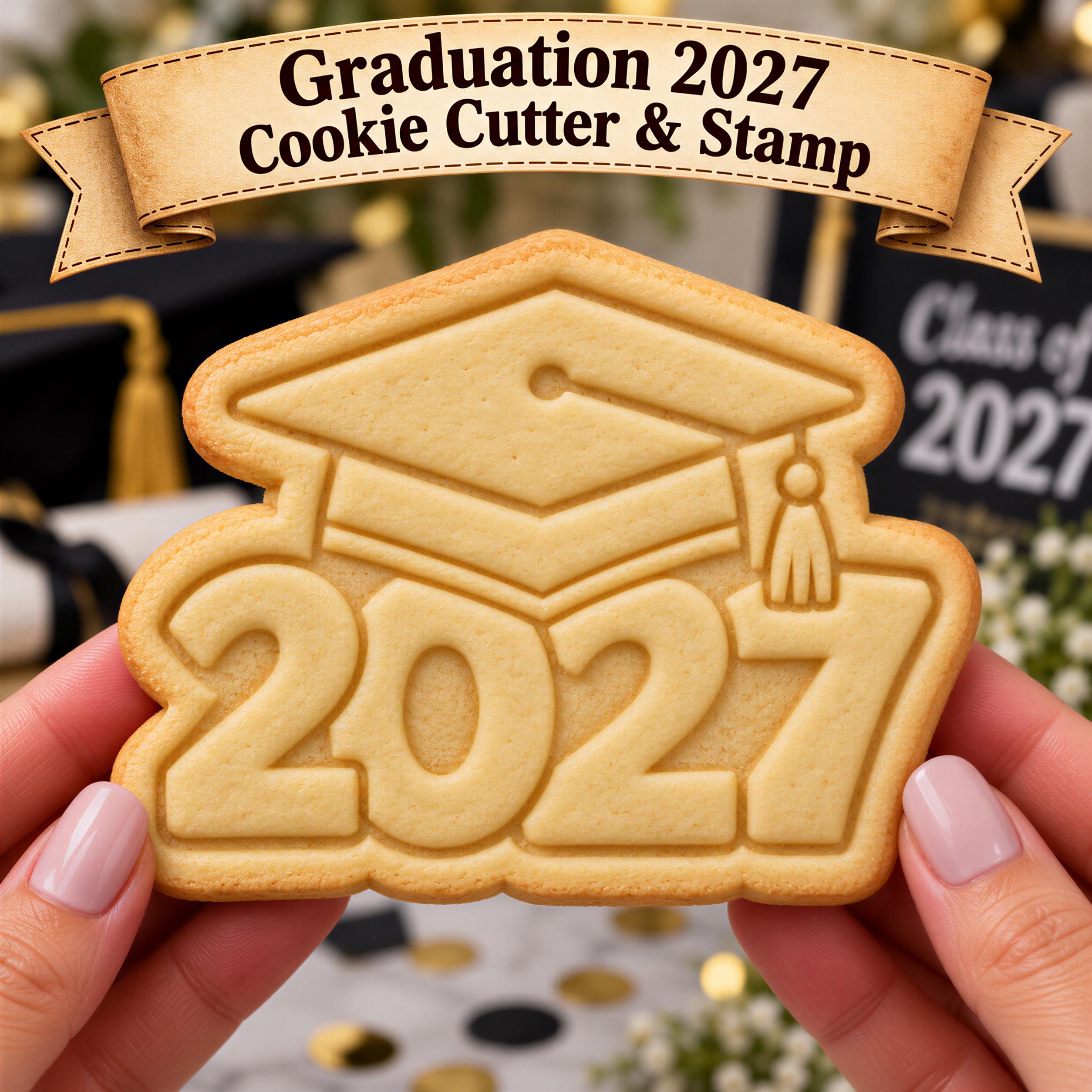 Graduation 2027 Cookie Cutter & Stamp, Class of 2027 Cookie Cutter, Graduation Cap Cookie Stamp, Senior 2027 Cookie Embosser