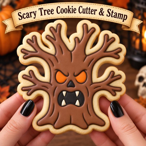 Scary Tree Cutter, Haunted Embosser | Twisted Bark Face | Halloween Tool | G-WizGraphix Stamp