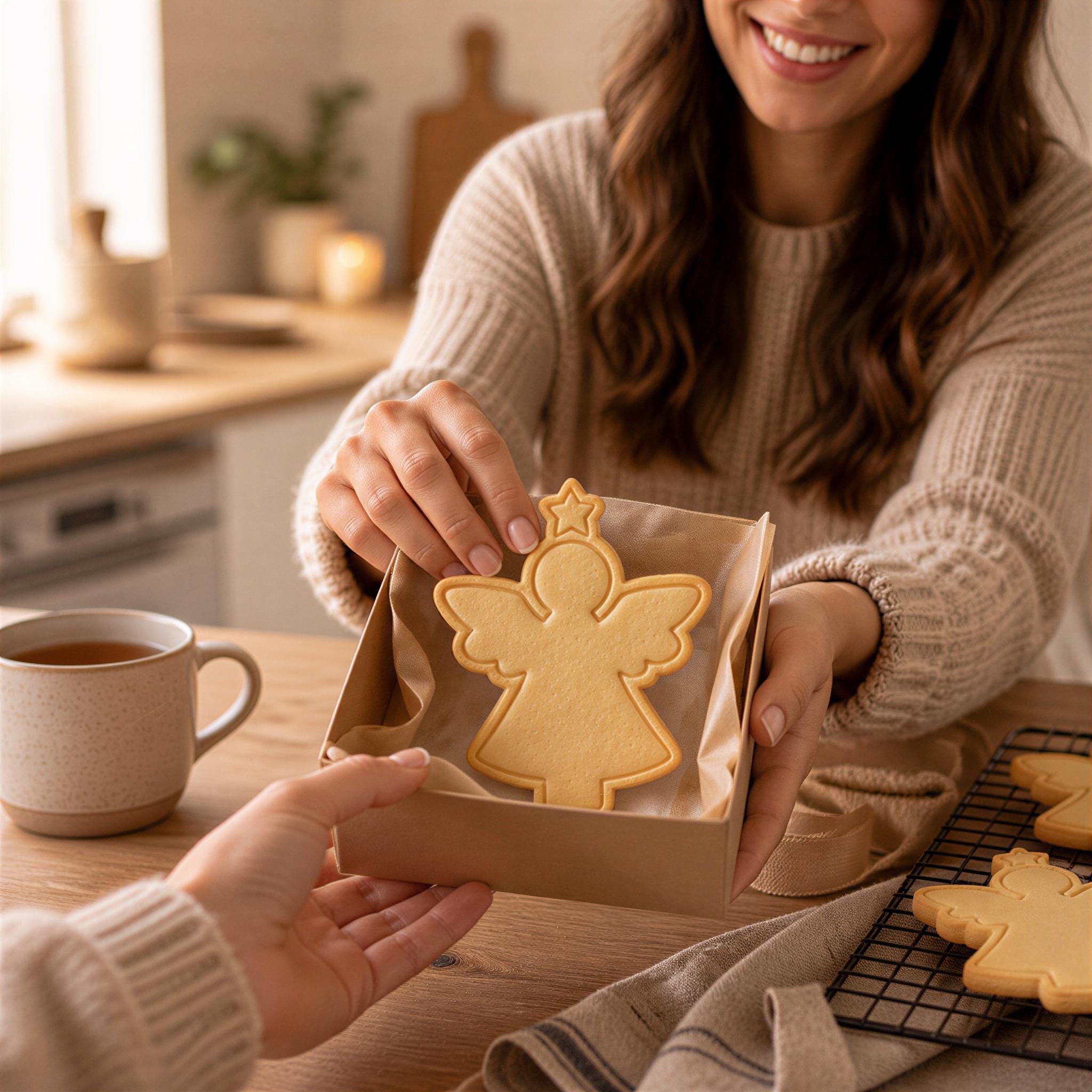Christmas Tree Angel Cookie Cutter & Stamp, Angel Tree Topper Cookie Cutter, Christmas Angel Cookie Stamp, Holiday Baking - Image 3