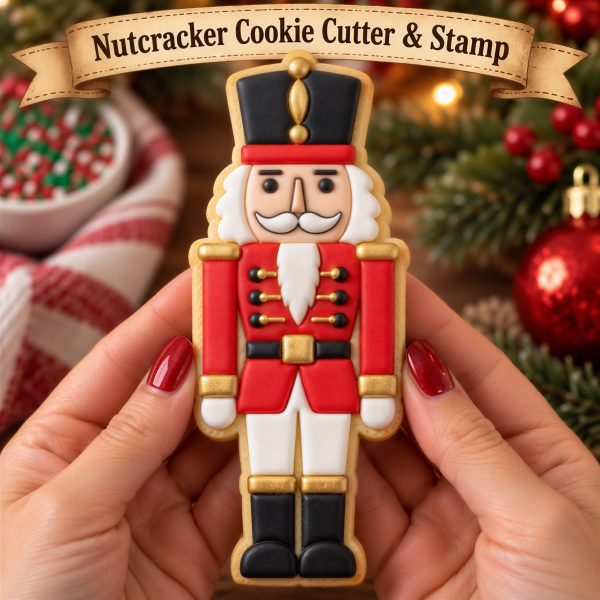 Nutcracker Cookie Cutter & Stamp, Traditional Soldier Embosser | PLA | Crisp Impressions | 3-5 Inch