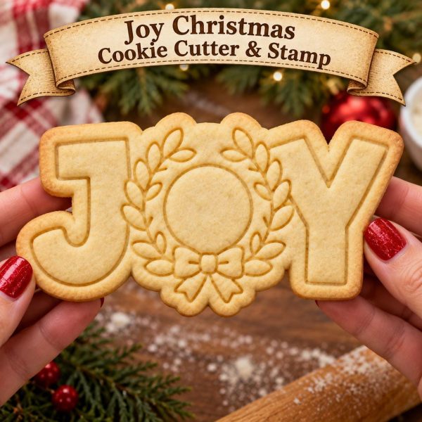 JOY Christmas Cookie Cutter & Stamp | Holiday Baking Tool | Gift for Baker