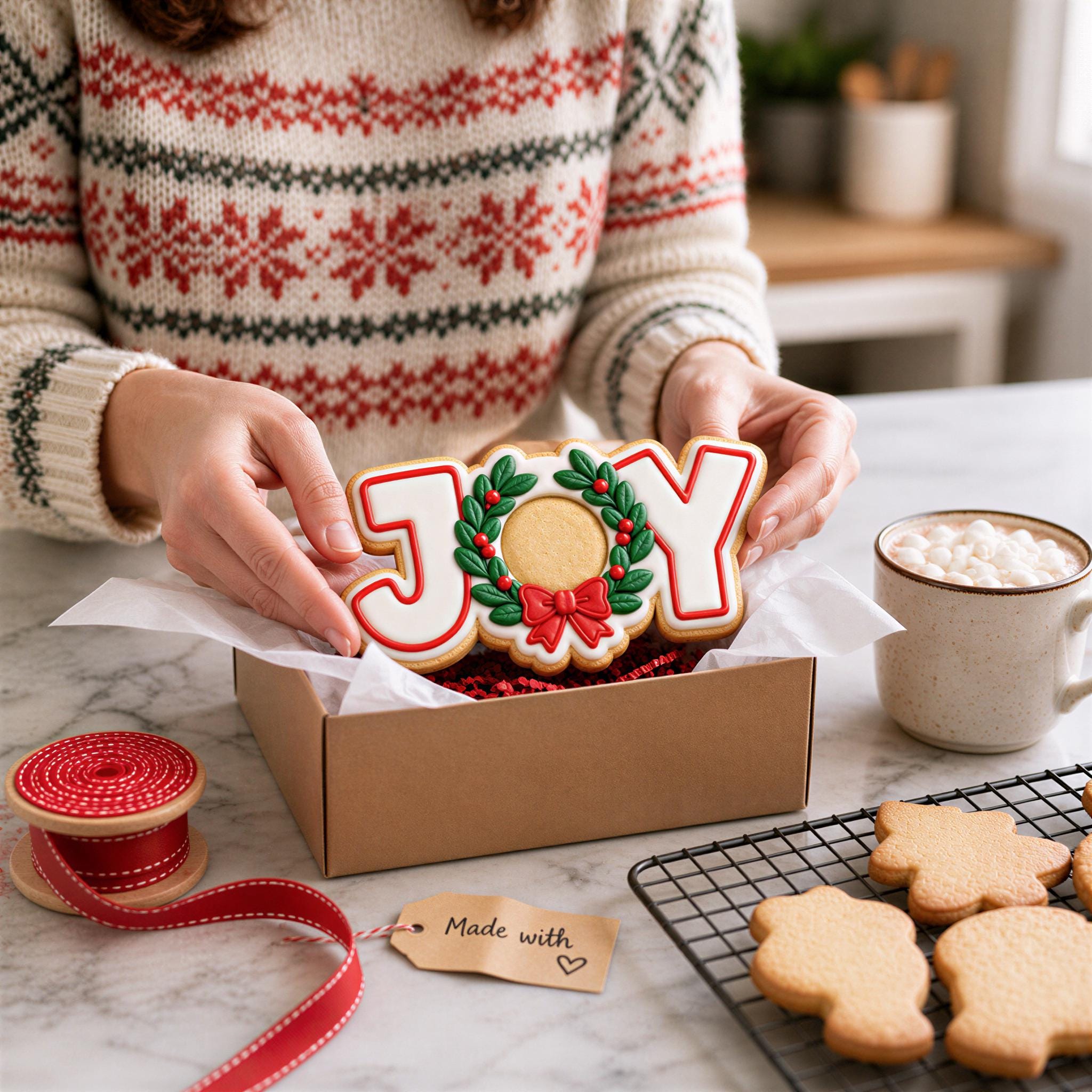 JOY Christmas Cookie Cutter & Stamp | Holiday Baking Tool | Gift for Baker - Image 3